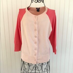 GAP Pink Two-Tone Button Down Sweater